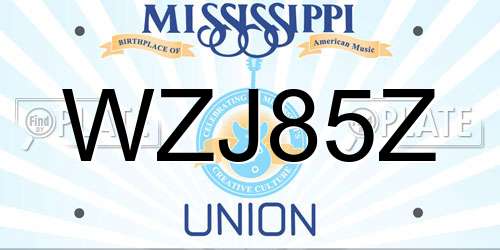 WZJ85Z Mississippi License Plate