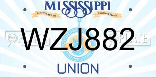 WZJ882 Mississippi License Plate