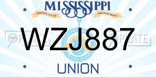 WZJ887 Mississippi License Plate