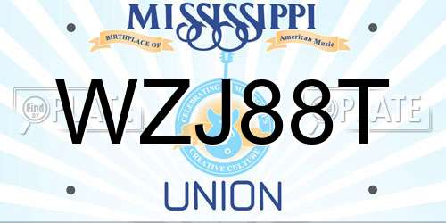 WZJ88T Mississippi License Plate