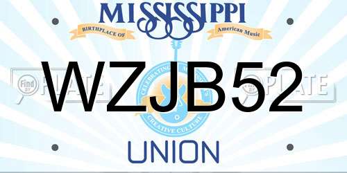 WZJB52 Mississippi License Plate