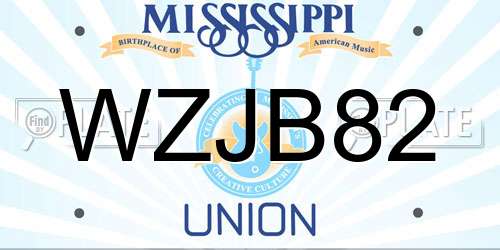 WZJB82 Mississippi License Plate