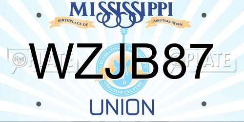 WZJB87 Mississippi License Plate