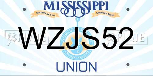 WZJS52 Mississippi License Plate