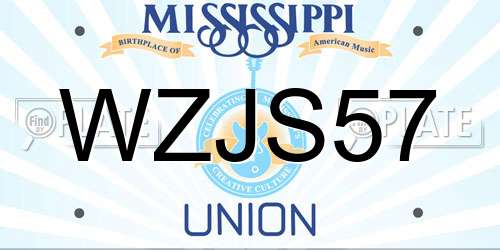 WZJS57 Mississippi License Plate