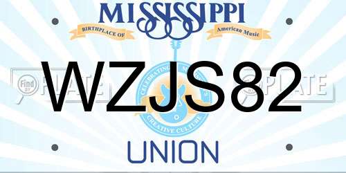 WZJS82 Mississippi License Plate