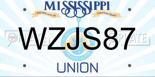 WZJS87 Mississippi License Plate
