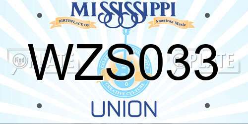 WZS033 Mississippi License Plate