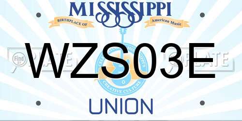 WZS03E Mississippi License Plate