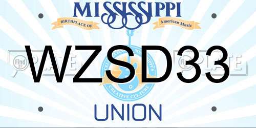 WZSD33 Mississippi License Plate