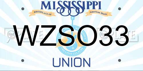 WZSO33 Mississippi License Plate