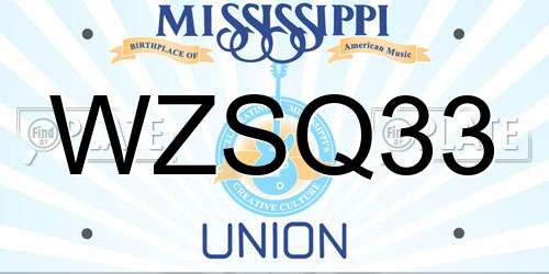 WZSQ33 Mississippi License Plate