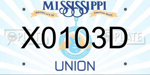 X0103D Mississippi License Plate