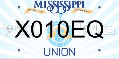 X010EQ Mississippi License Plate