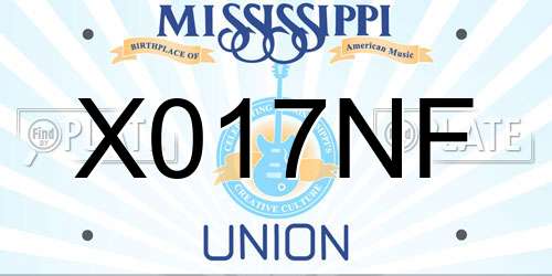 X017NF Mississippi License Plate
