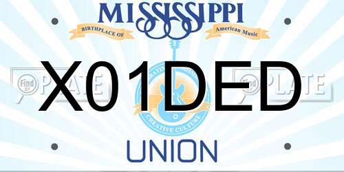 X01DED Mississippi License Plate