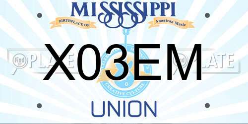 X03EM Mississippi License Plate