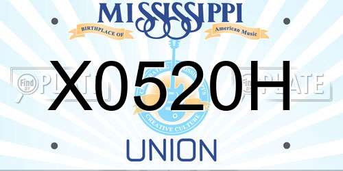 X0520H Mississippi License Plate