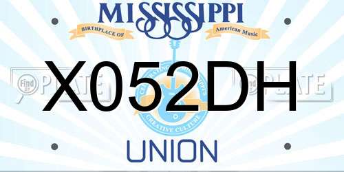 X052DH Mississippi License Plate