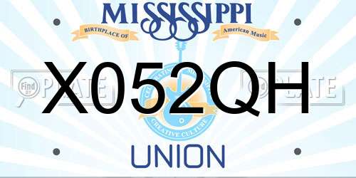 X052QH Mississippi License Plate