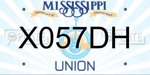 X057DH Mississippi License Plate