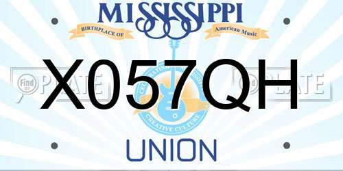 X057QH Mississippi License Plate