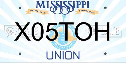 X05TOH Mississippi License Plate