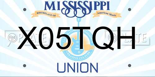 X05TQH Mississippi License Plate