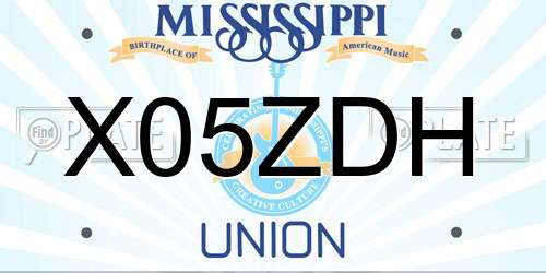 X05ZDH Mississippi License Plate
