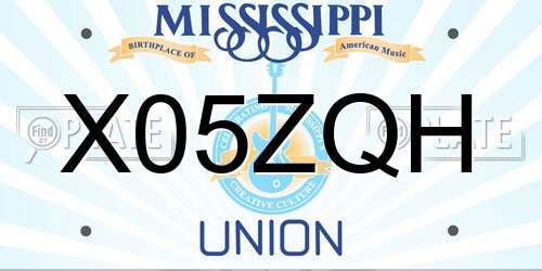 X05ZQH Mississippi License Plate