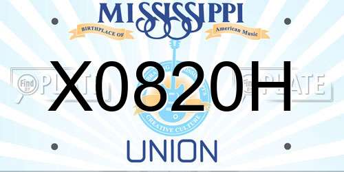 X0820H Mississippi License Plate