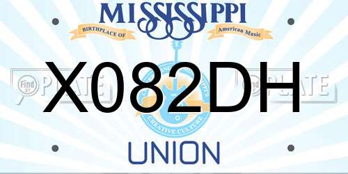 X082DH Mississippi License Plate