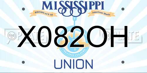 X082OH Mississippi License Plate