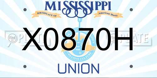 X0870H Mississippi License Plate