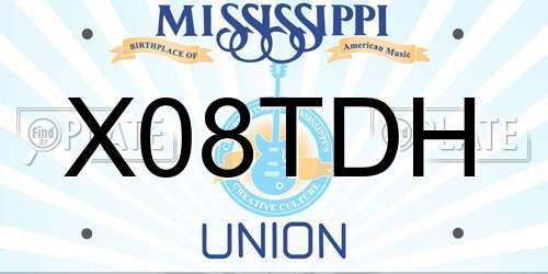 X08TDH Mississippi License Plate