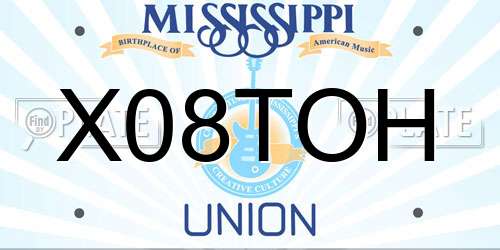 X08TOH Mississippi License Plate