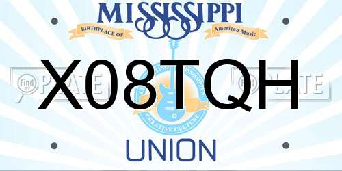 X08TQH Mississippi License Plate