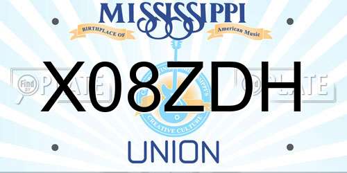 X08ZDH Mississippi License Plate