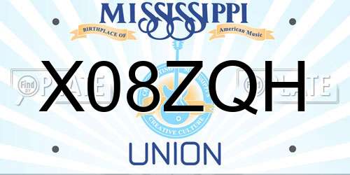 X08ZQH Mississippi License Plate