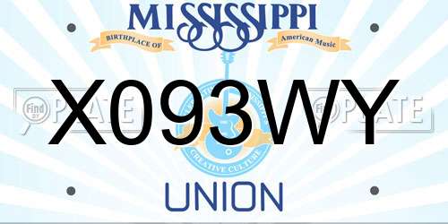 X093WY Mississippi License Plate