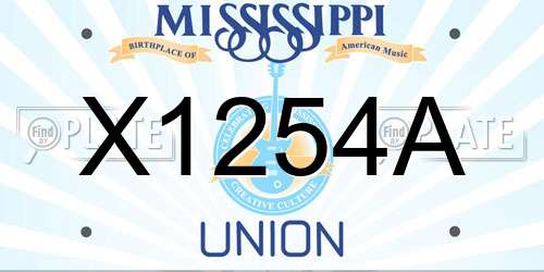 X1254A Mississippi License Plate