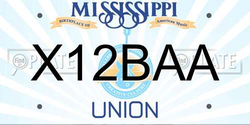 X12BAA Mississippi License Plate