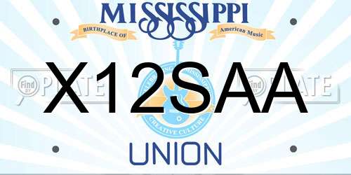 X12SAA Mississippi License Plate