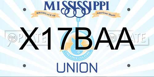 X17BAA Mississippi License Plate