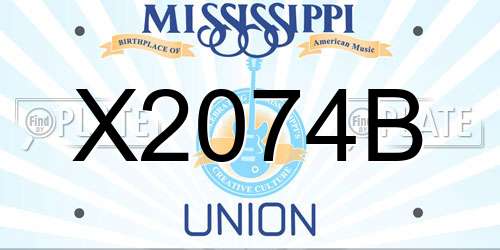 X2074B Mississippi License Plate