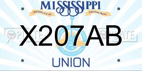 X207AB Mississippi License Plate