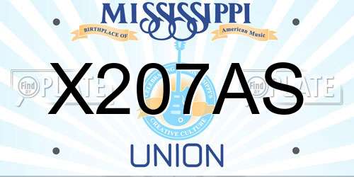 X207AS Mississippi License Plate