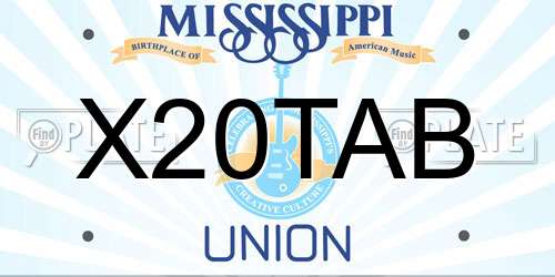 X20TAB Mississippi License Plate