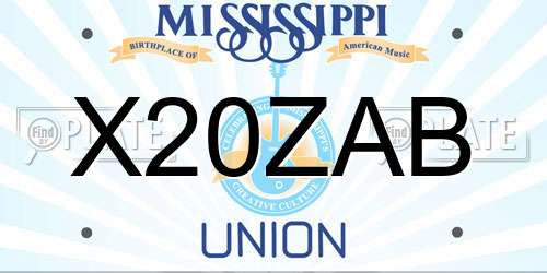 X20ZAB Mississippi License Plate
