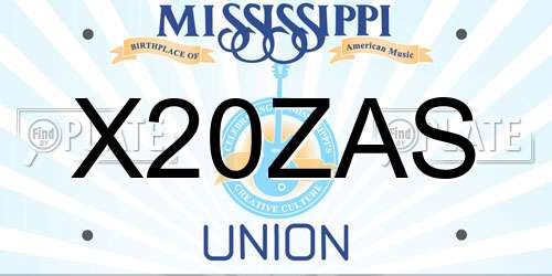 X20ZAS Mississippi License Plate